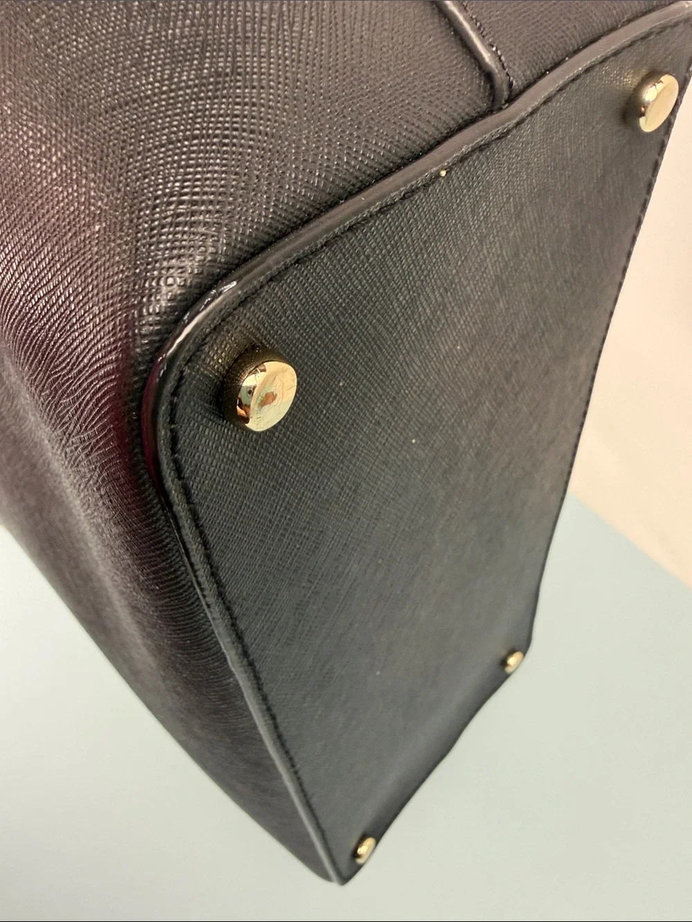 kate spade Cedar Street Black Saffiano Leather Tote with Gold Logo